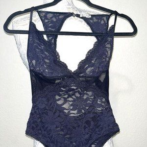 Free People Black Lace Bodysuit Speed Date Strappy Lingerie